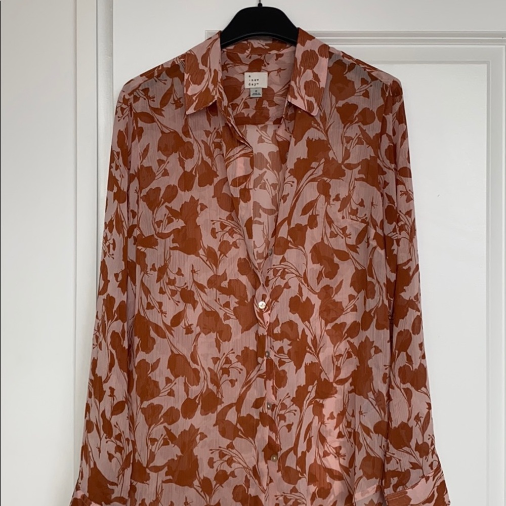 A New Day Semi-Sheer Patterned Blouse
